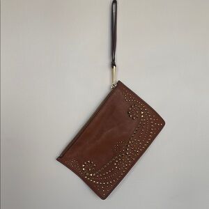Michael Kors Brown Clutch with Gold Accents
